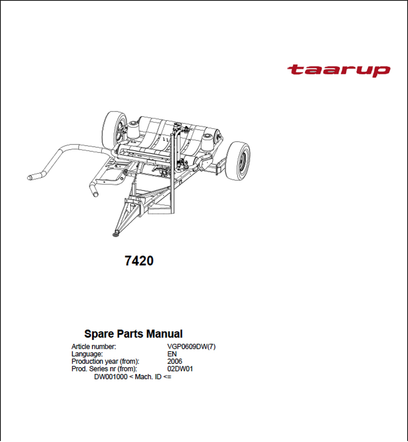 Taarup 7420 spare parts manual