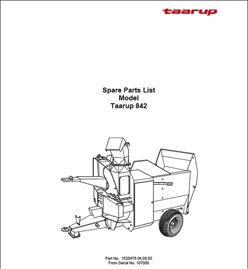 Taarup KD842 spare parts manual