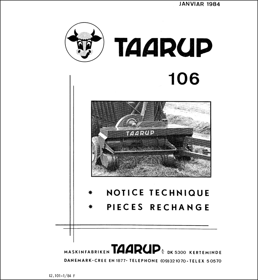 Taarup TA106 spare parts manual