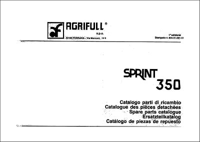 Agrifull Sprint 350 Parts Manual
