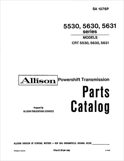 Allison 5530 5630 5631 Parts Catalog for Powershift Transmission