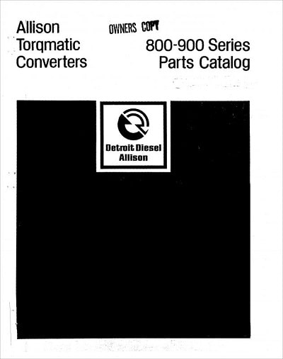 Allison 800 900 Series Parts Catalog Manual for Detroit