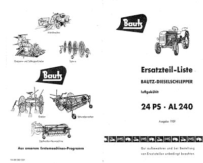 Bautz AL 240 parts catalog