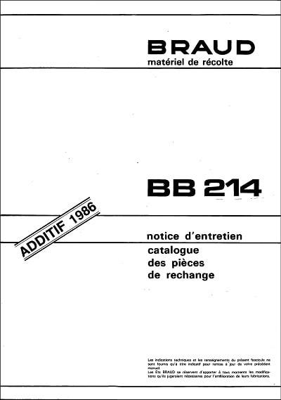 Braud 214 Parts Manual