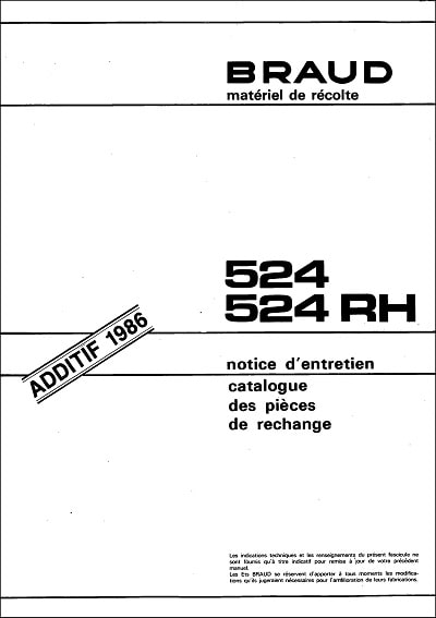 Braud 524 524RH Parts Manual