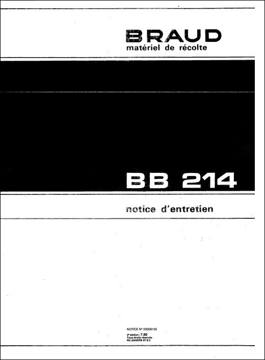 Braud BB214 BB314 Parts Manual