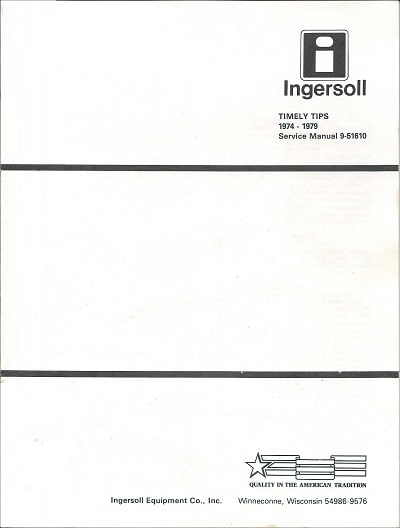 Case Ingersoll Timely Tips Service Manual for 1974-1979