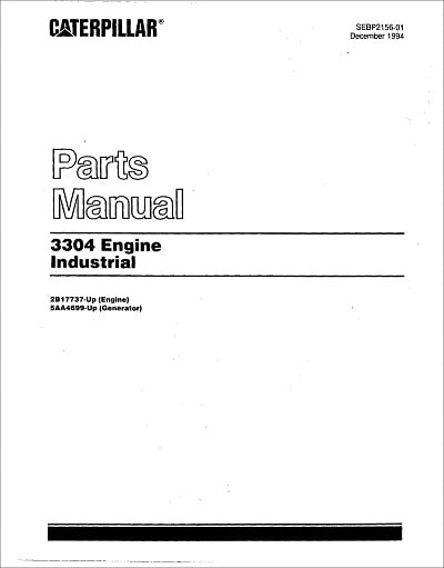 Caterpillar 3304 Parts Manual for Engine Industrial