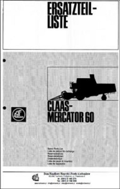 Claas Mercator 60 Parts Manual