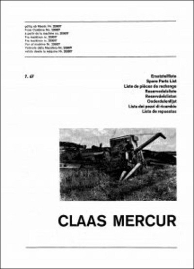 Claas Mercur Parts Manual