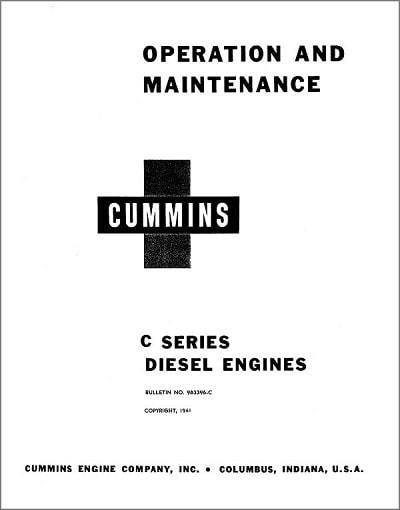 Cummins C Series Diesel Engines Operation and Maintenance Manual for C105 C160 C175 C180
