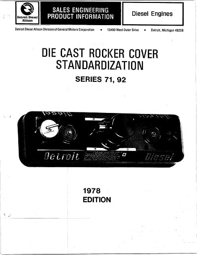 Detroit 71 92 Die Cast Rocker Cover Standardization Manual