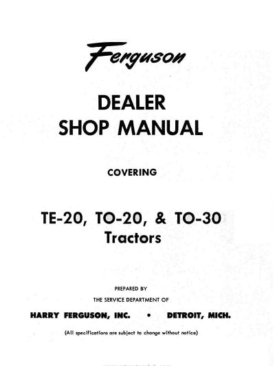 Ferguson TO30 parts manual