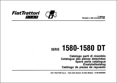 Fiat 1580-1580DT Parts Manual