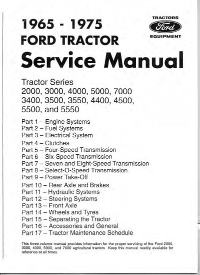 Ford Tractors 2000-7000 Series parts manual