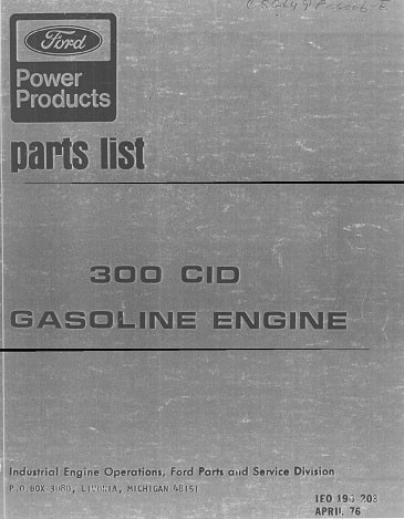 Ford 300 parts manual