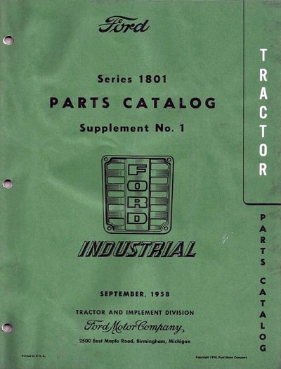 Ford Series 1801 parts manual