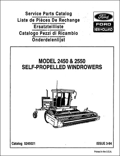 Ford New Holland 2450 2550 Parts Manual