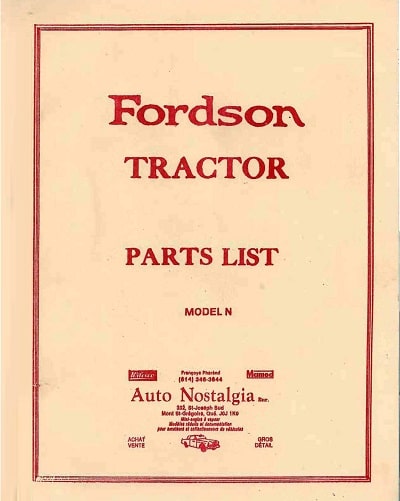 Fordson Model N parts manual