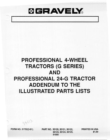 Gravely 4 Wheel parts manual