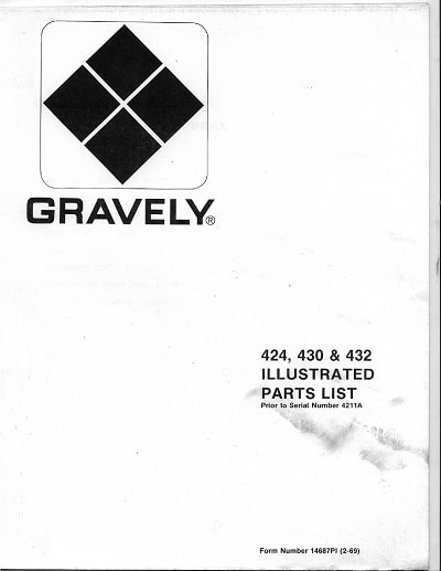 Gravely 424 430 and 432 parts manual