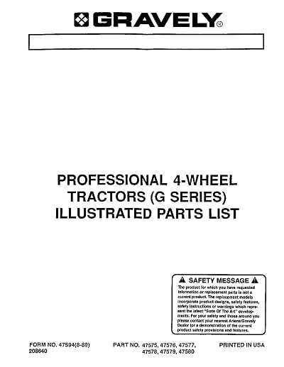 Gravely Professional 4-Wheel parts manual