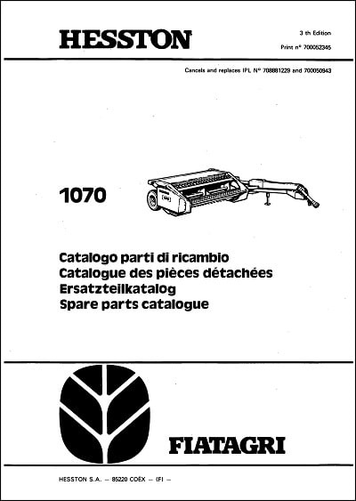 Hesston 1070 Parts Manual