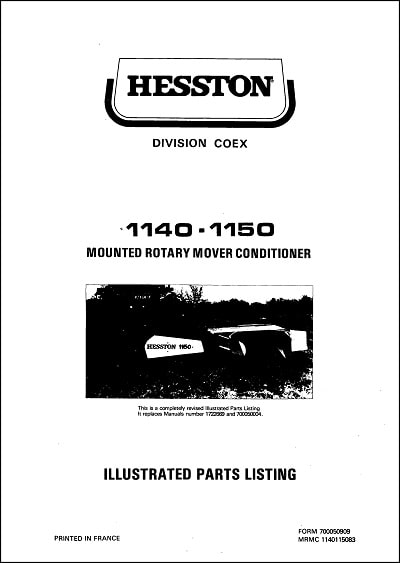 Hesston 1140 1150 Parts Manual