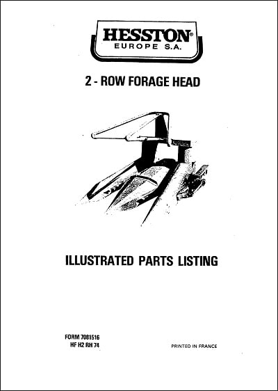 Hesston 2 Row Forage Head Parts Manual