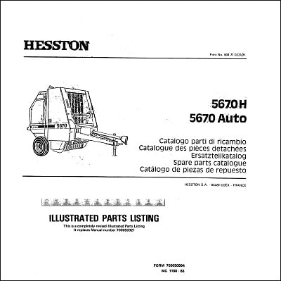 Hesston 5670 Parts Manual