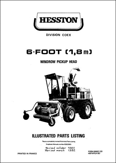 Hesston 6 Foot Parts Manual