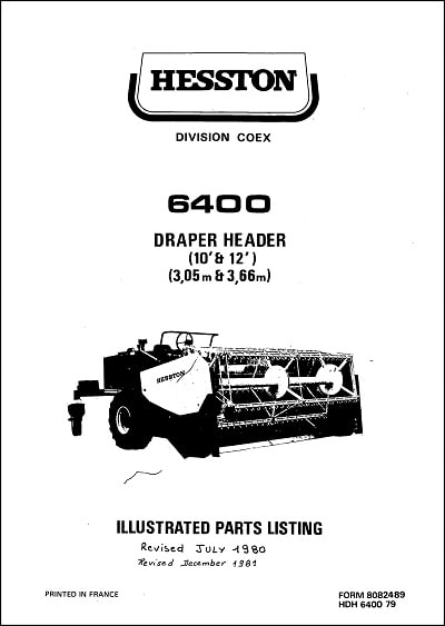 Hesston 6400 Parts Manual