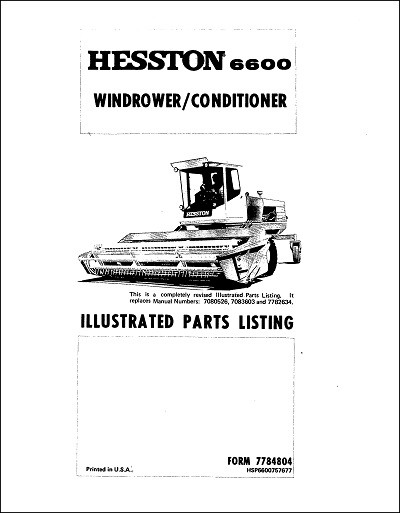 Hesston 6600 Parts Manual