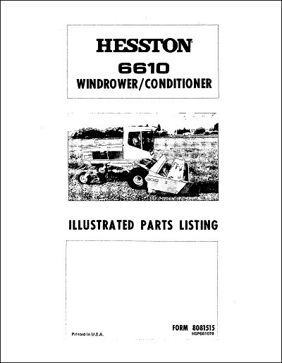 Hesston 6610 Parts Manual
