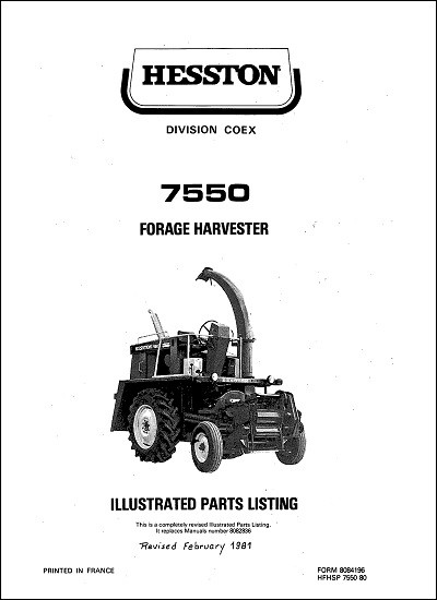 Hesston 7550 Parts Manual