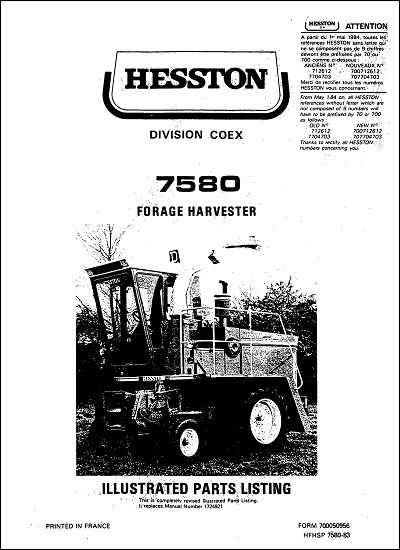 Hesston 7580 Parts Manual
