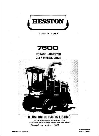 Hesston 7600 Parts Manual