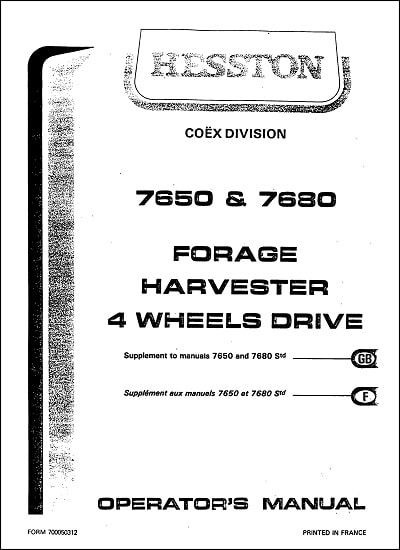 Hesston 7650 Parts Manual