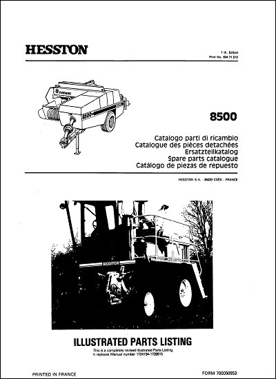 Hesston 8500 Parts Manual