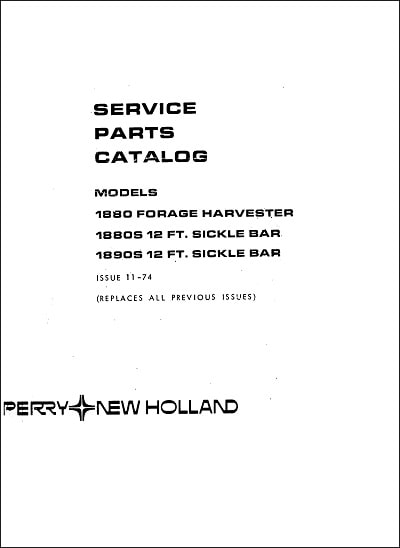 New Holland 1880S 1890S Parts Manual