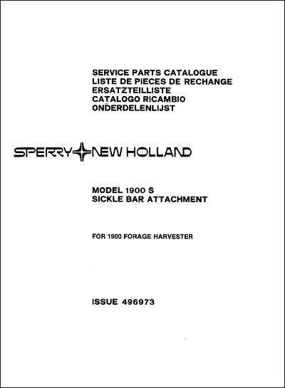 New Holland 1900S Parts Manual