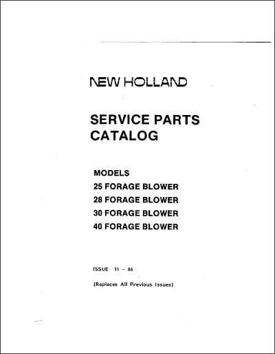 New Holland 25 28 30 40 Parts Manual