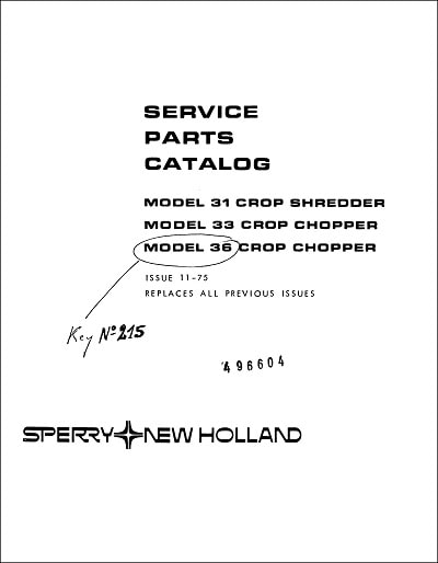 New Holland 31 Parts Manual