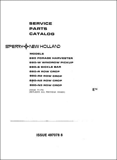 New Holland 880S Parts Manual