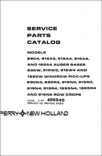 New Holland 890A 1897A Parts Manual