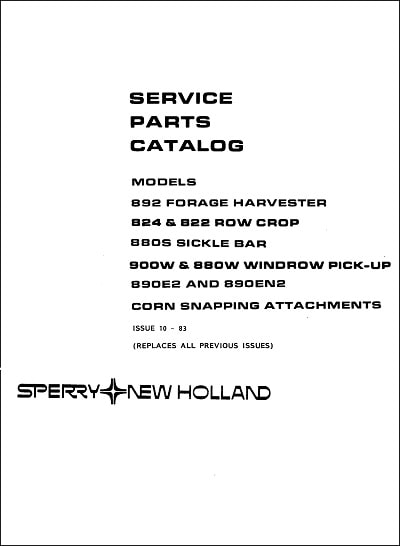 New Holland 900W 880W Parts Manual