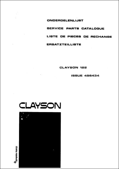 New Holland Clayson 122 Parts Manual