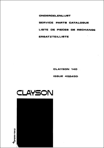New Holland Clayson 140 Parts Manual