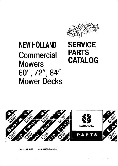 New Holland 60 72 84 Parts Manual