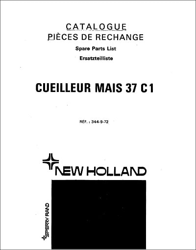 New Holland Cueilleur Mais 37 C1 Parts Manual